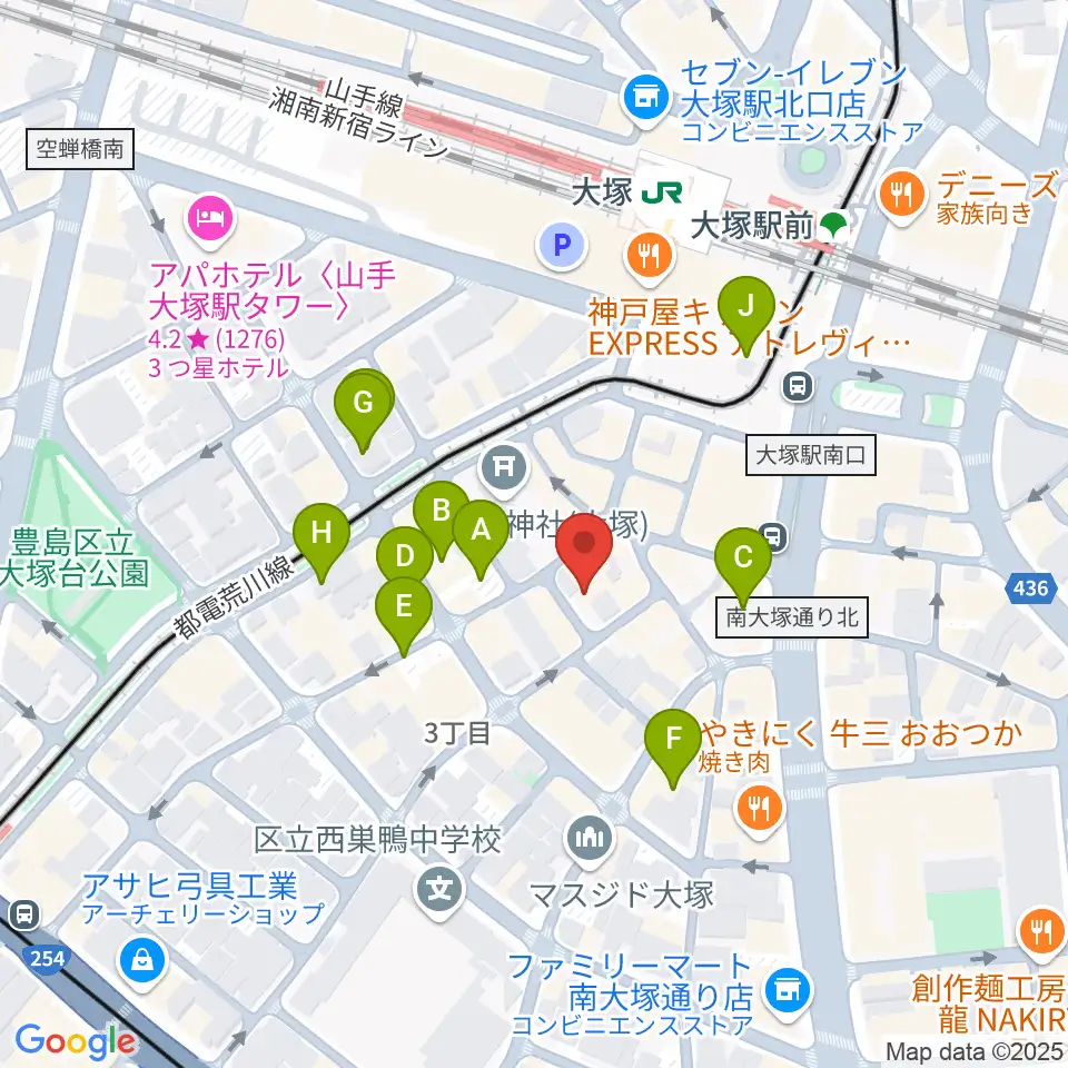 大塚MEETS周辺の駐車場・コインパーキング一覧地図