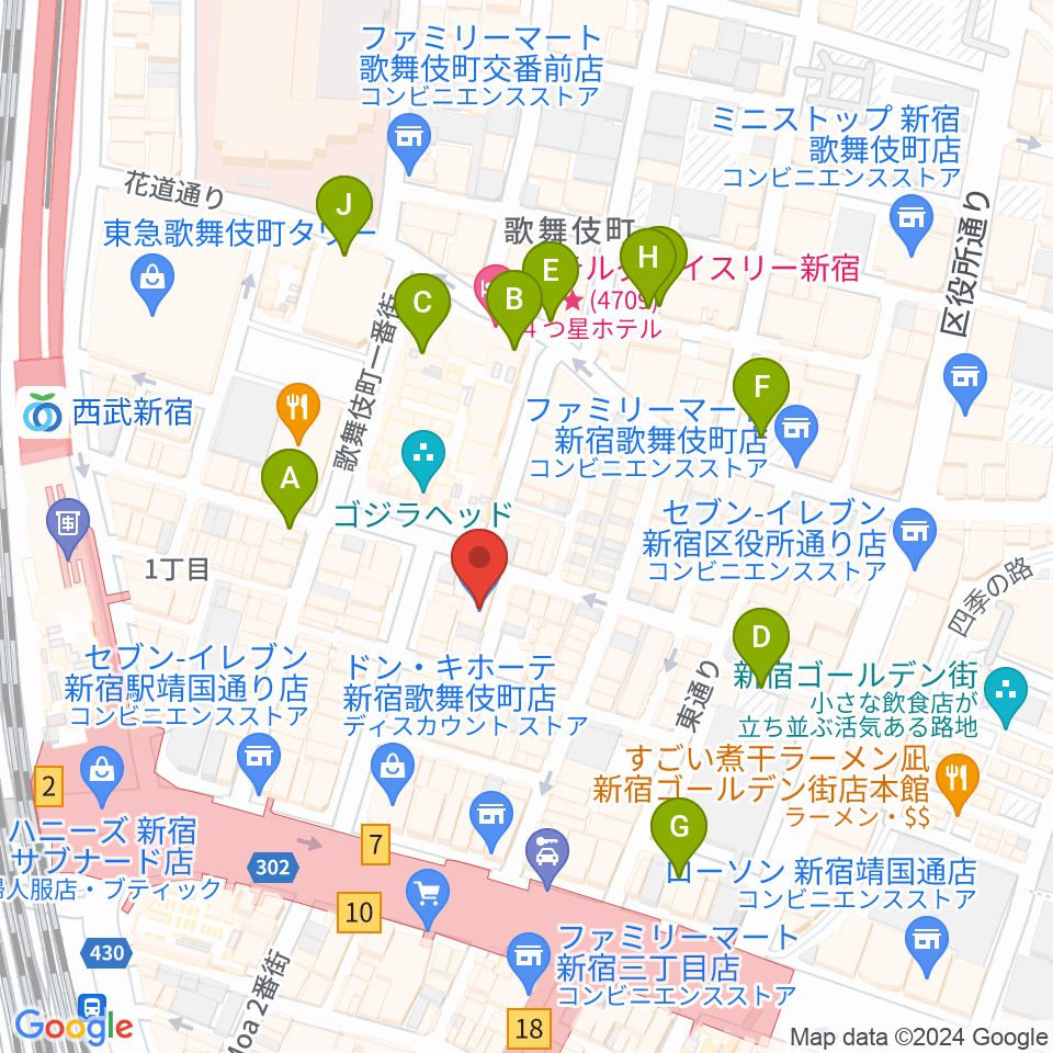 新宿ロフトプラスワン周辺の駐車場・コインパーキング一覧地図