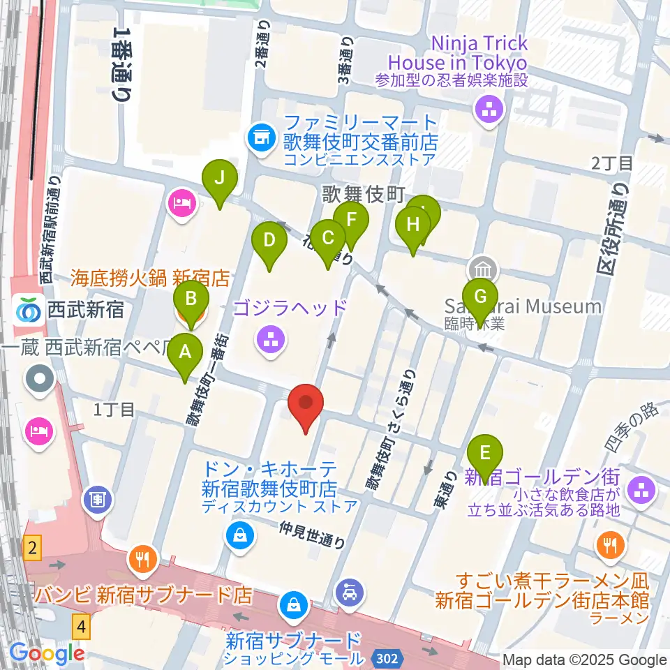 新宿ロフトプラスワン周辺の駐車場・コインパーキング一覧地図