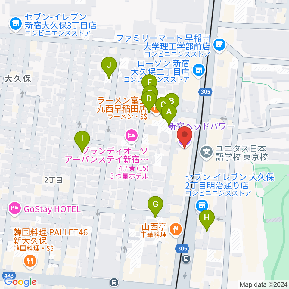 新宿ヘッドパワー周辺の駐車場・コインパーキング一覧地図