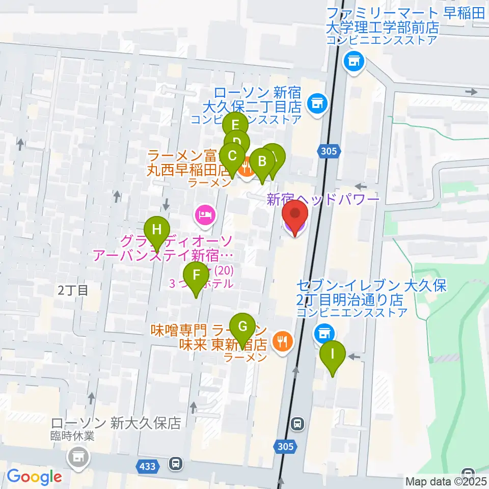新宿ヘッドパワー周辺の駐車場・コインパーキング一覧地図