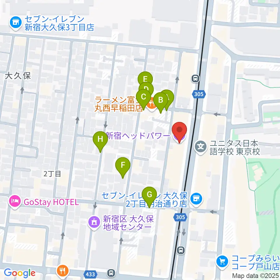 新宿ヘッドパワー周辺の駐車場・コインパーキング一覧地図