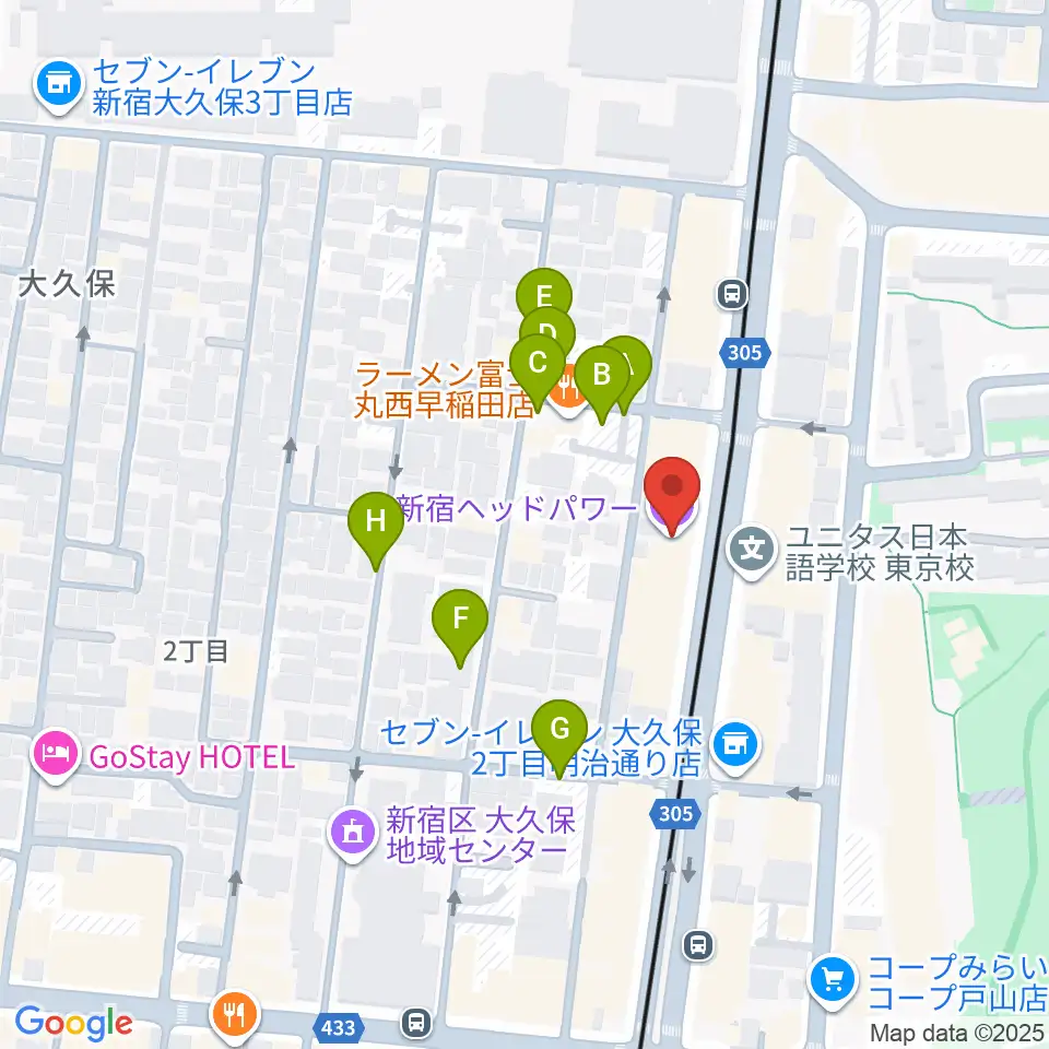 新宿ヘッドパワー周辺の駐車場・コインパーキング一覧地図