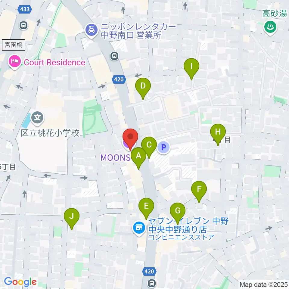 中野MOON STEP周辺の駐車場・コインパーキング一覧地図