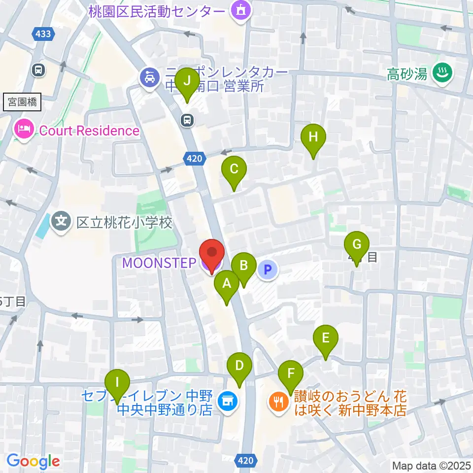中野MOON STEP周辺の駐車場・コインパーキング一覧地図