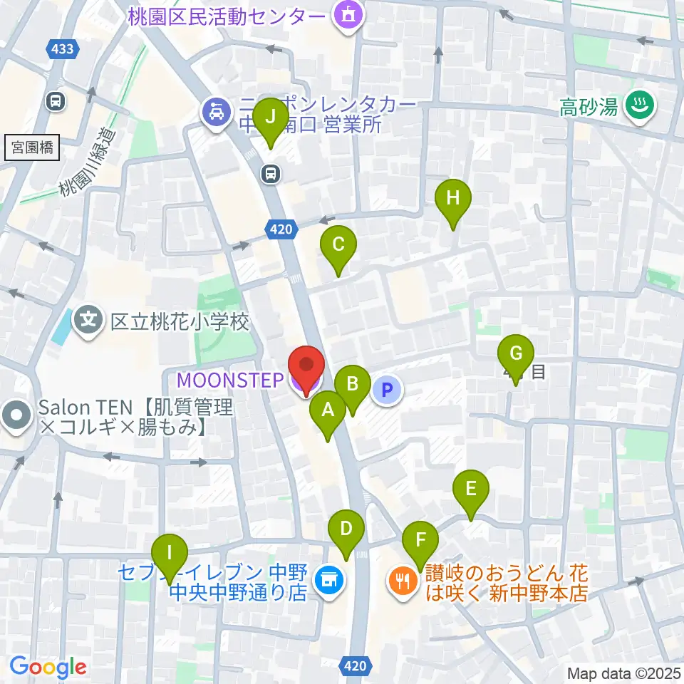 中野MOON STEP周辺の駐車場・コインパーキング一覧地図