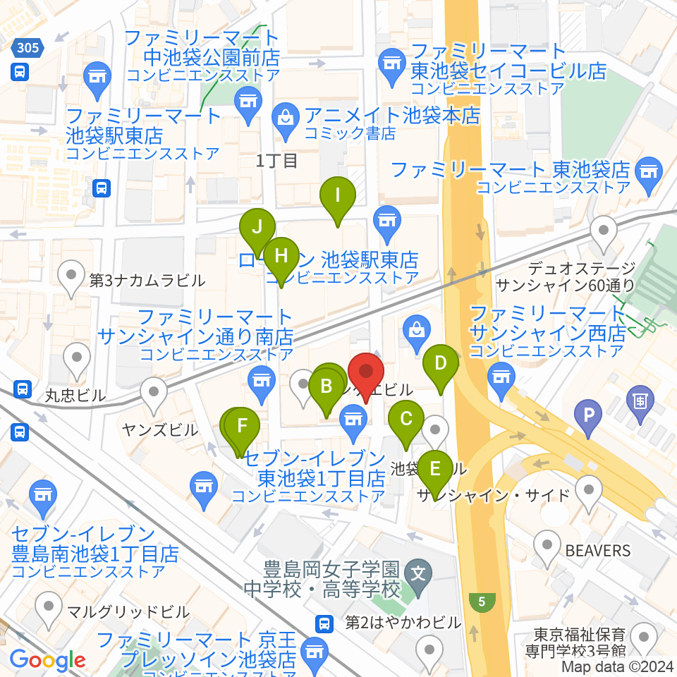 池袋Adm周辺の駐車場・コインパーキング一覧地図