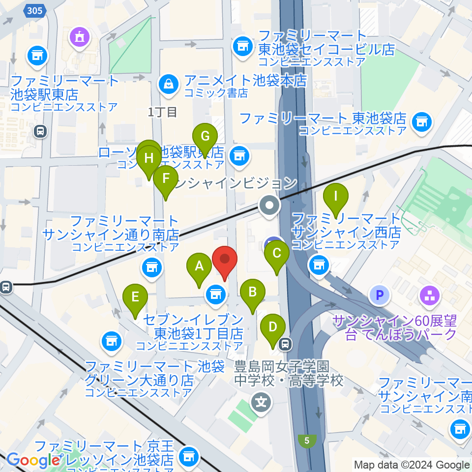 池袋Adm周辺の駐車場・コインパーキング一覧地図