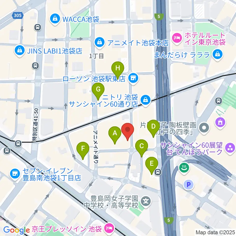 池袋Adm周辺の駐車場・コインパーキング一覧地図