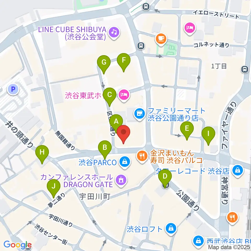 渋谷gee-ge.周辺の駐車場・コインパーキング一覧地図