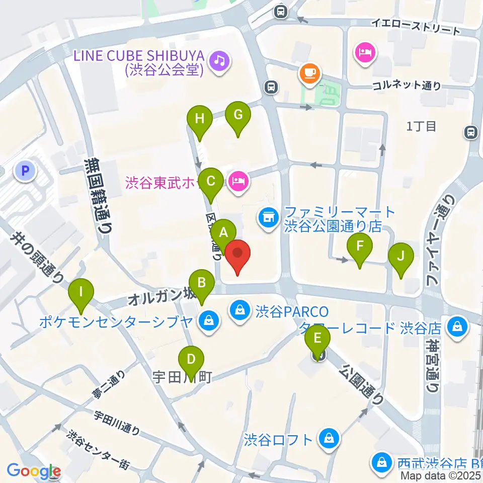 渋谷gee-ge.周辺の駐車場・コインパーキング一覧地図