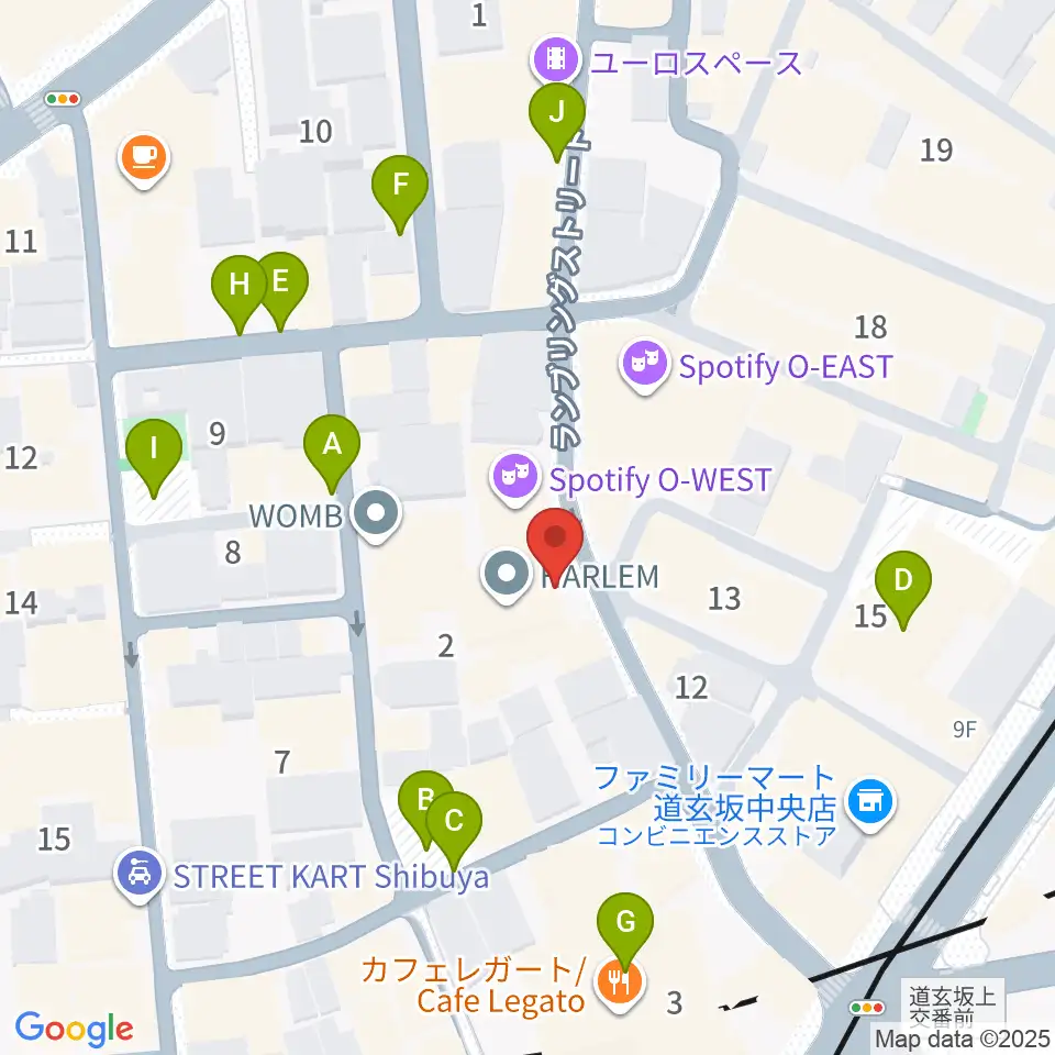 渋谷HARLEM周辺の駐車場・コインパーキング一覧地図