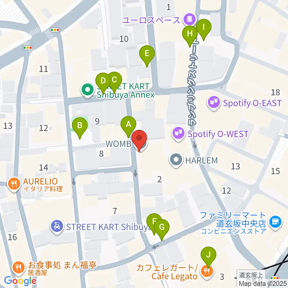 渋谷WOMB周辺の駐車場・コインパーキング一覧地図
