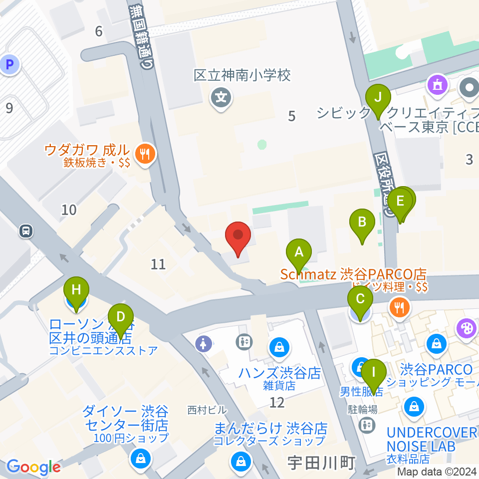 渋谷BALL周辺の駐車場・コインパーキング一覧地図