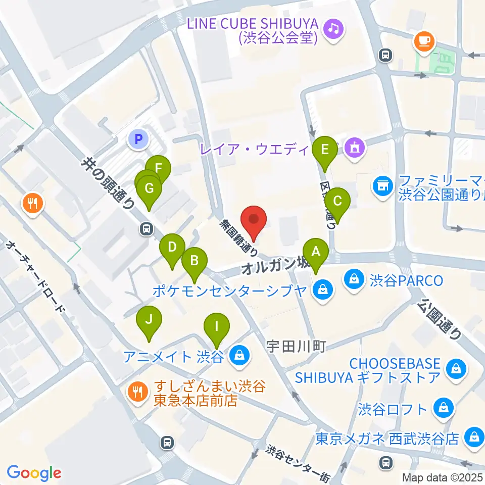 渋谷BALL周辺の駐車場・コインパーキング一覧地図