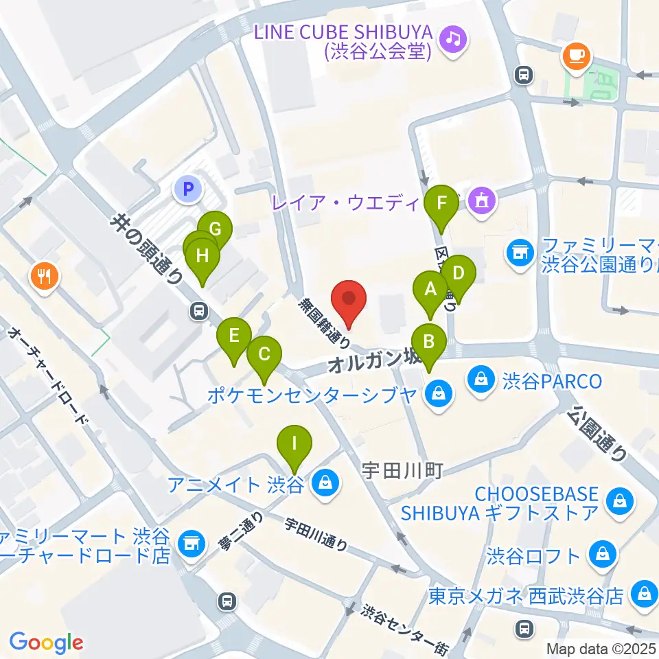 渋谷オルガンバー周辺の駐車場・コインパーキング一覧地図