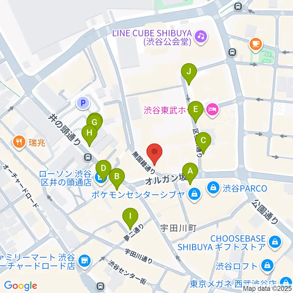 渋谷オルガンバー周辺の駐車場・コインパーキング一覧地図