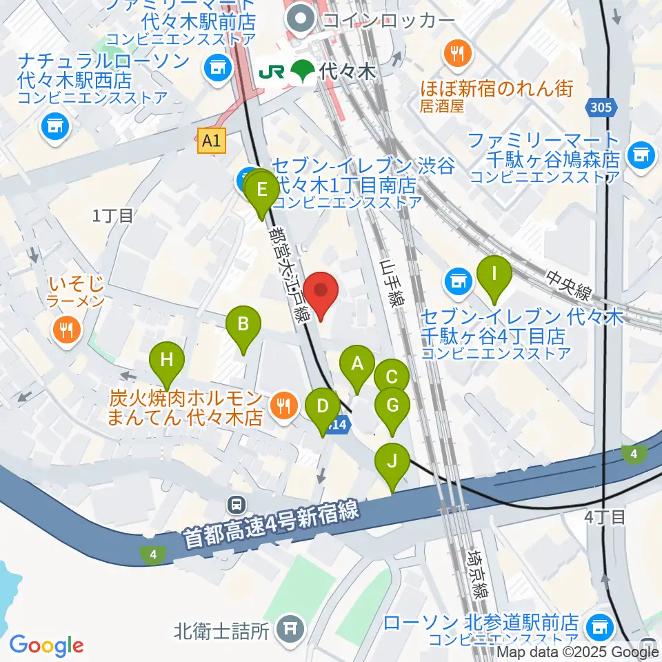 LIVE labo YOYOGI周辺の駐車場・コインパーキング一覧地図