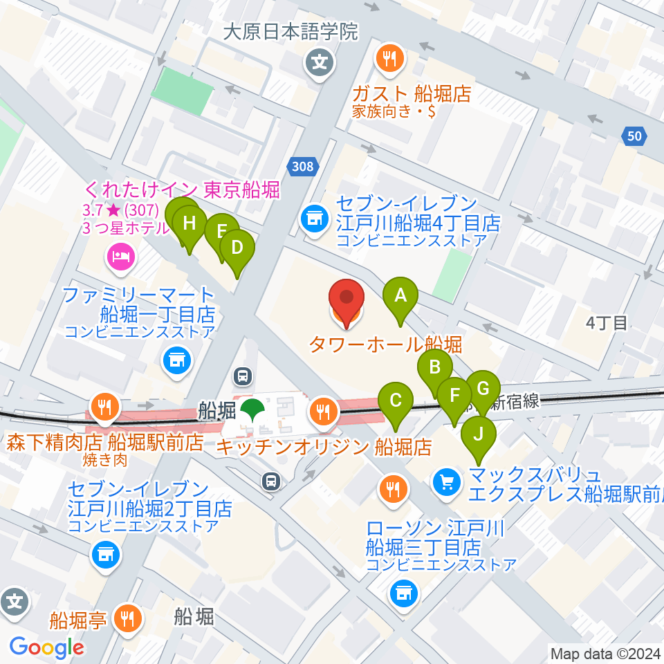 タワーホール船堀周辺の駐車場・コインパーキング一覧地図