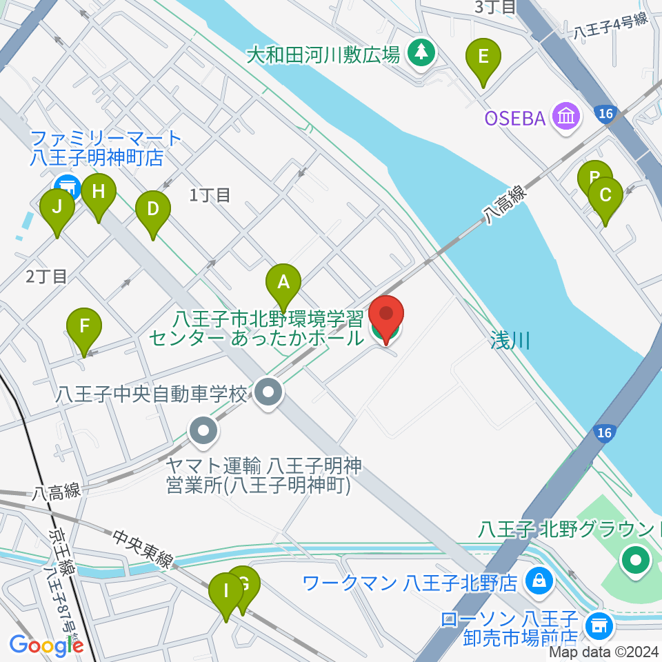 あったかホール 八王子市北野環境学習センター周辺の駐車場・コインパーキング一覧地図