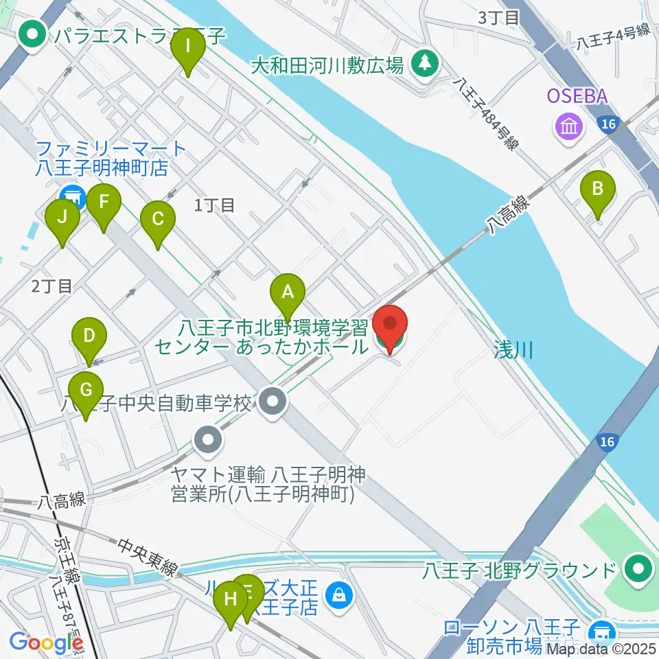 あったかホール 八王子市北野環境学習センター周辺の駐車場・コインパーキング一覧地図