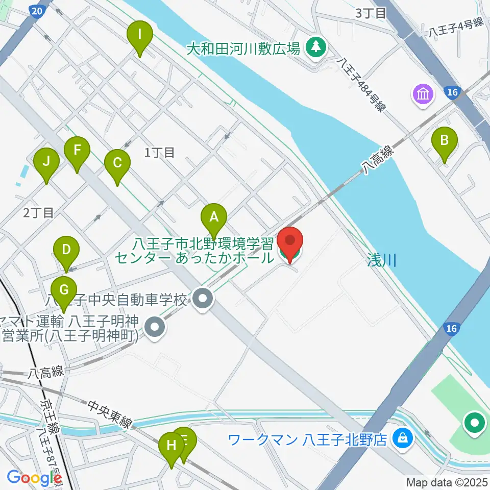 あったかホール 八王子市北野環境学習センター周辺の駐車場・コインパーキング一覧地図