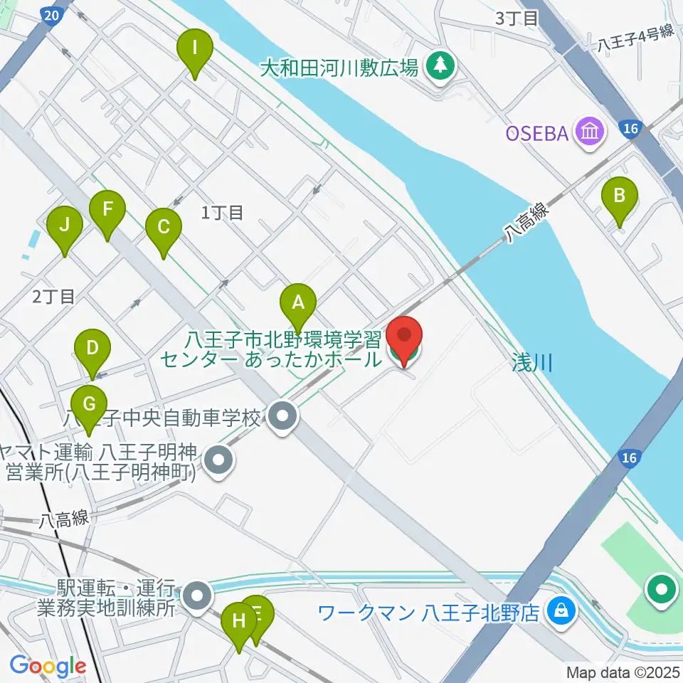 あったかホール 八王子市北野環境学習センター周辺の駐車場・コインパーキング一覧地図