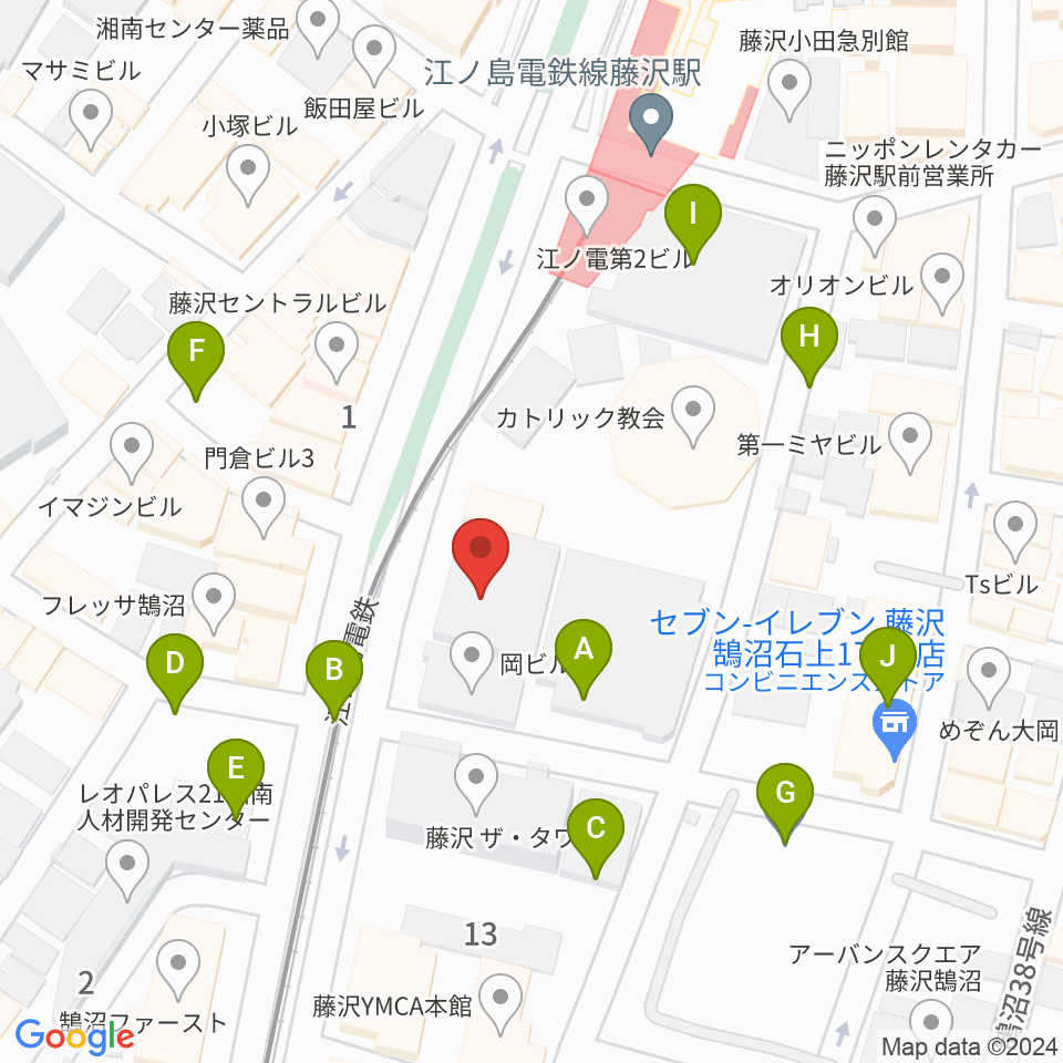 藤沢リラホール周辺の駐車場・コインパーキング一覧地図