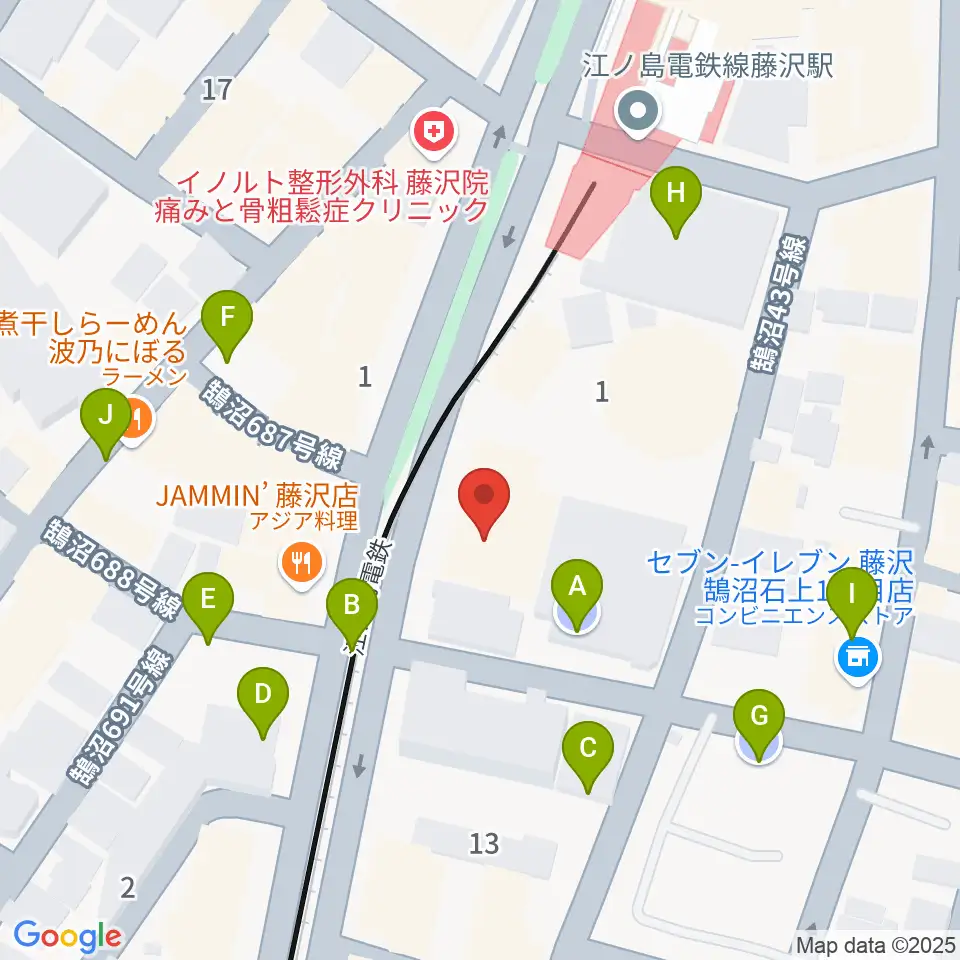 藤沢リラホール周辺の駐車場・コインパーキング一覧地図