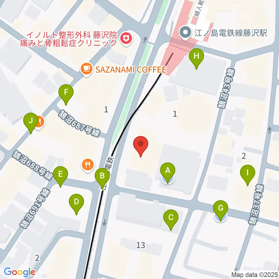 藤沢リラホール周辺の駐車場・コインパーキング一覧地図