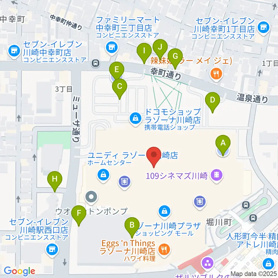 ラゾーナ川崎プラザソル周辺の駐車場・コインパーキング一覧地図