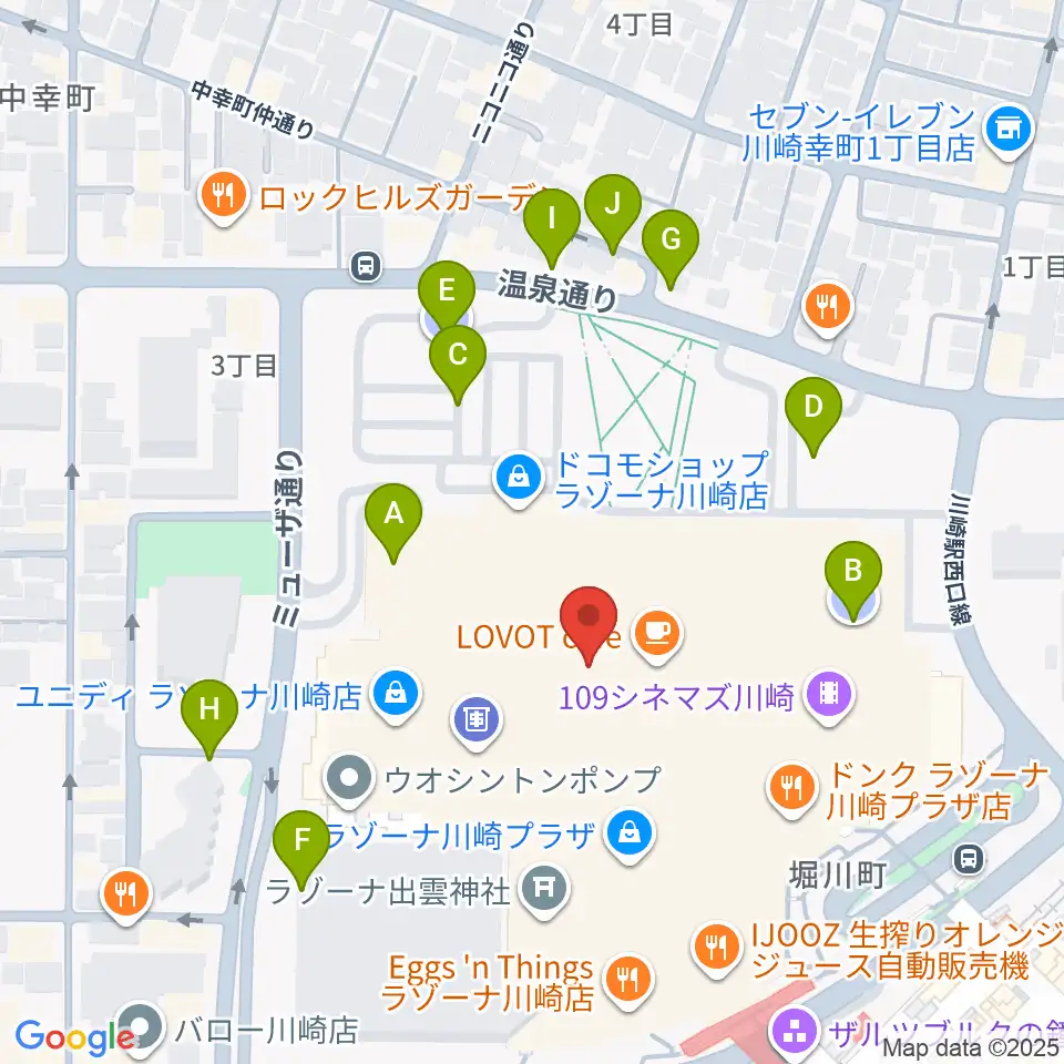 ラゾーナ川崎プラザソル周辺の駐車場・コインパーキング一覧地図