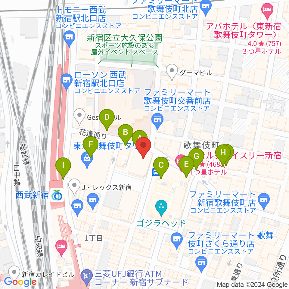 新宿FACE周辺の駐車場・コインパーキング一覧地図