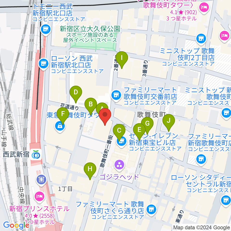 新宿FACE周辺の駐車場・コインパーキング一覧地図