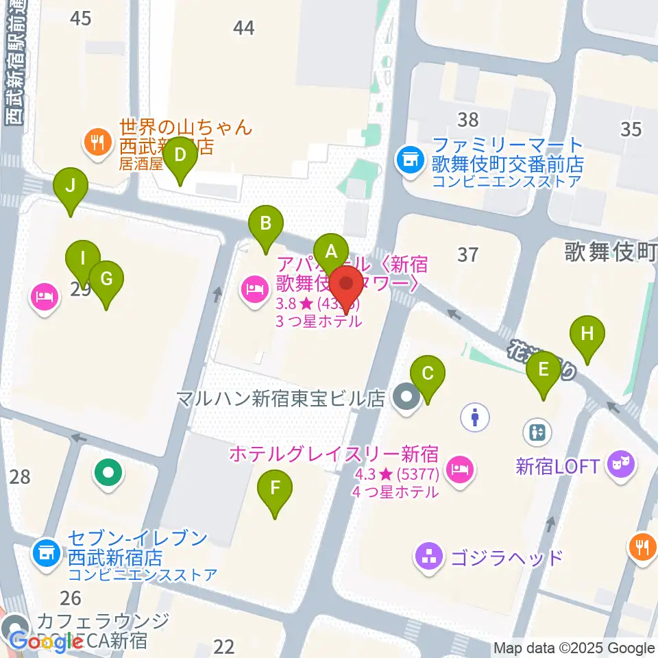 新宿FACE周辺の駐車場・コインパーキング一覧地図