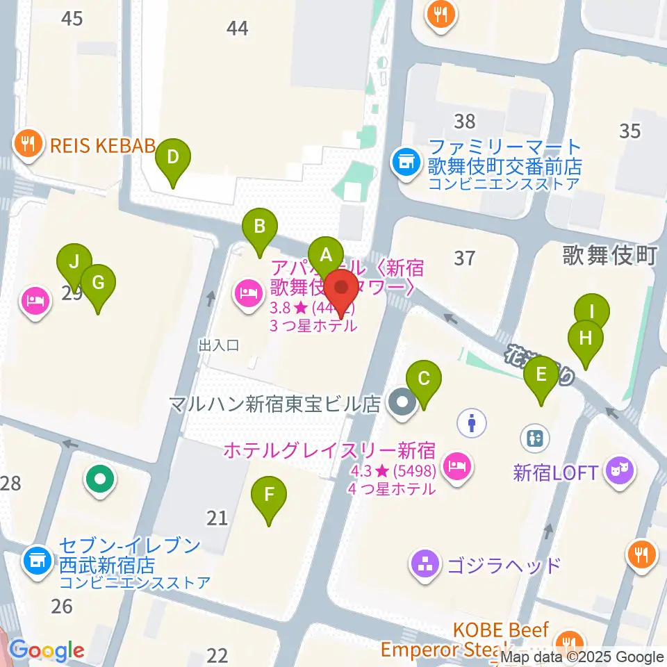 新宿FACE周辺の駐車場・コインパーキング一覧地図