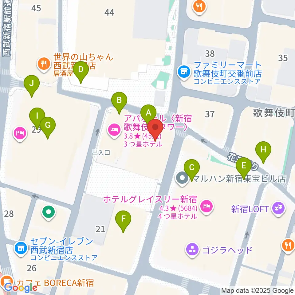 新宿FACE周辺の駐車場・コインパーキング一覧地図