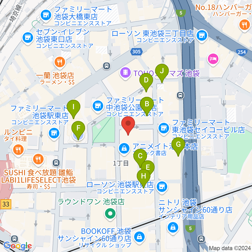 としま区民センター周辺の駐車場・コインパーキング一覧地図