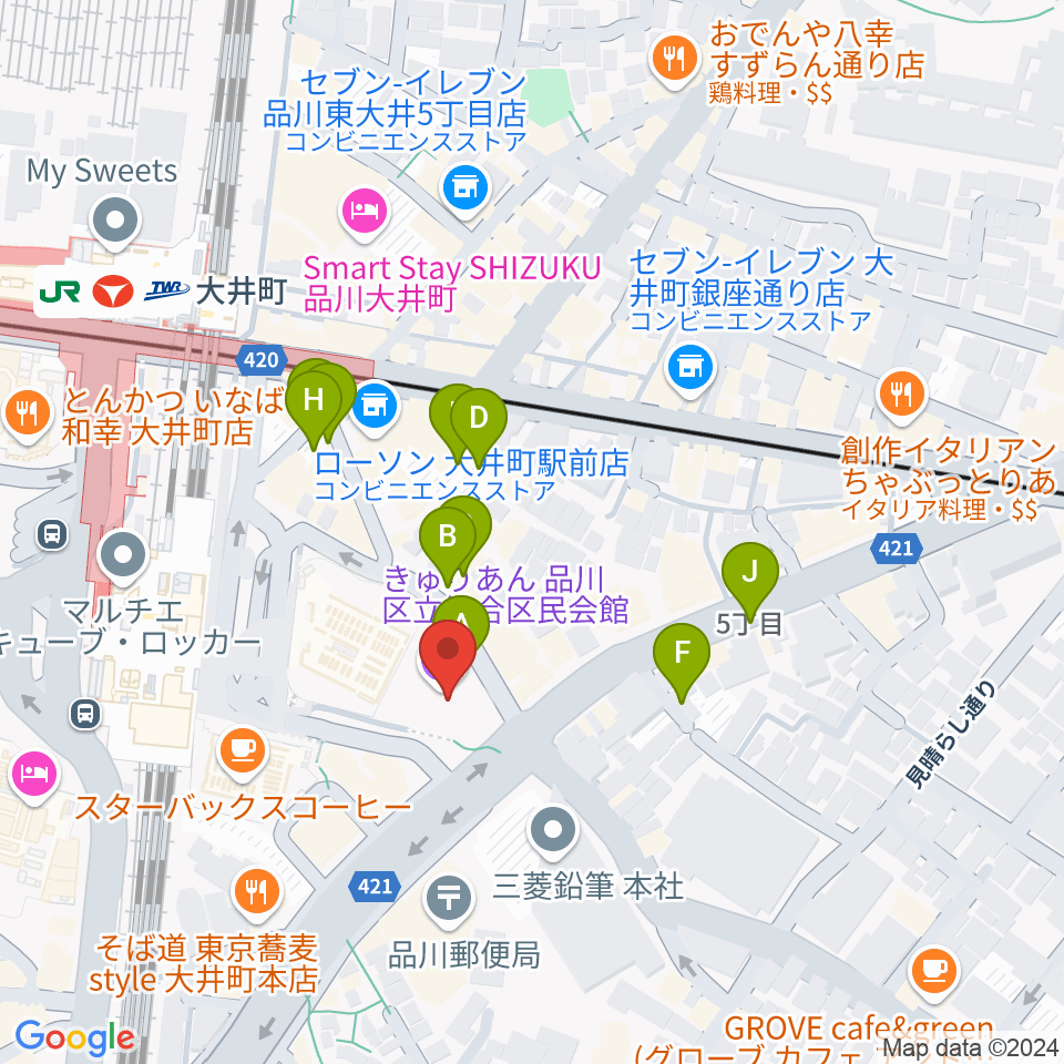 きゅりあん 品川区立総合区民会館周辺の駐車場・コインパーキング一覧地図