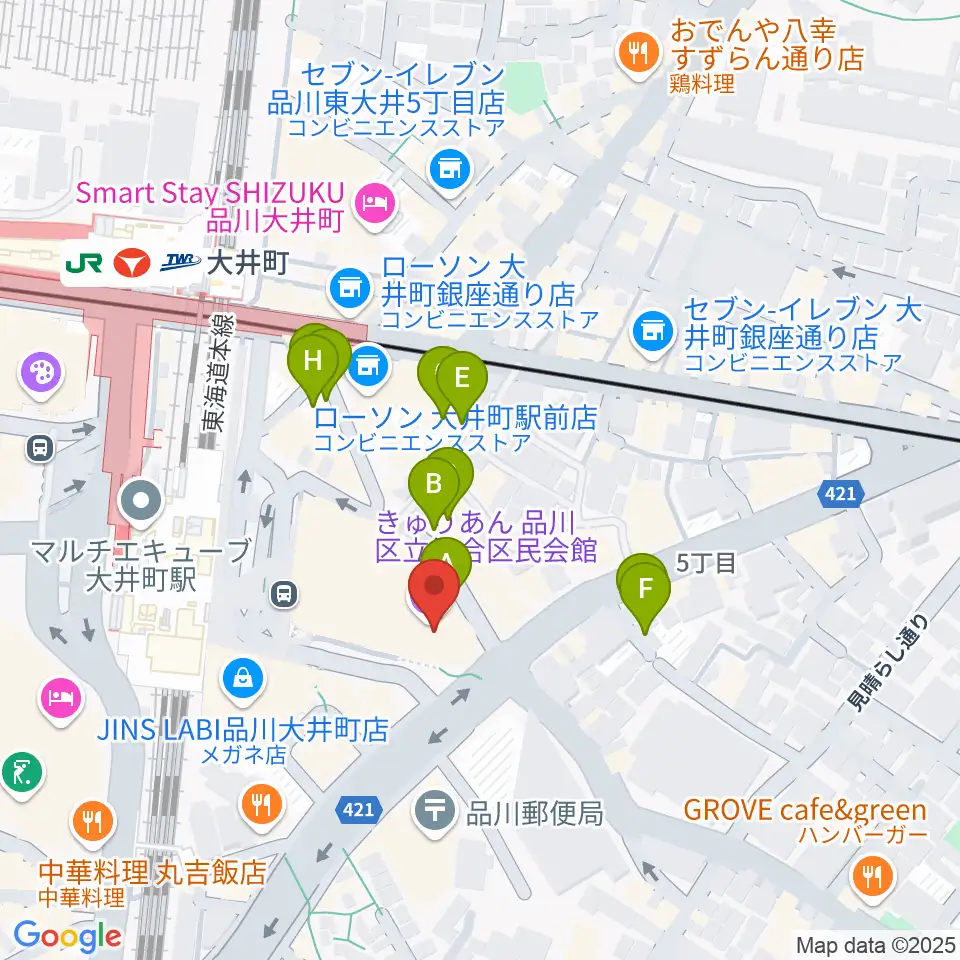 きゅりあん 品川区立総合区民会館周辺の駐車場・コインパーキング一覧地図