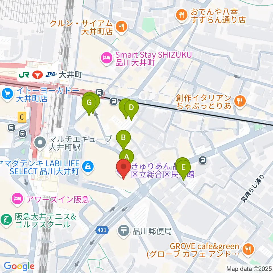 きゅりあん 品川区立総合区民会館周辺の駐車場・コインパーキング一覧地図