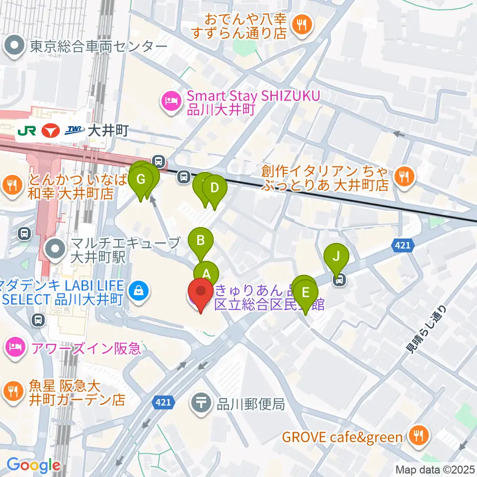 きゅりあん 品川区立総合区民会館周辺の駐車場・コインパーキング一覧地図