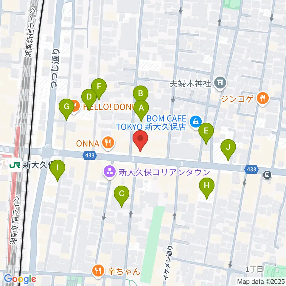 新大久保アースダム周辺の駐車場・コインパーキング一覧地図