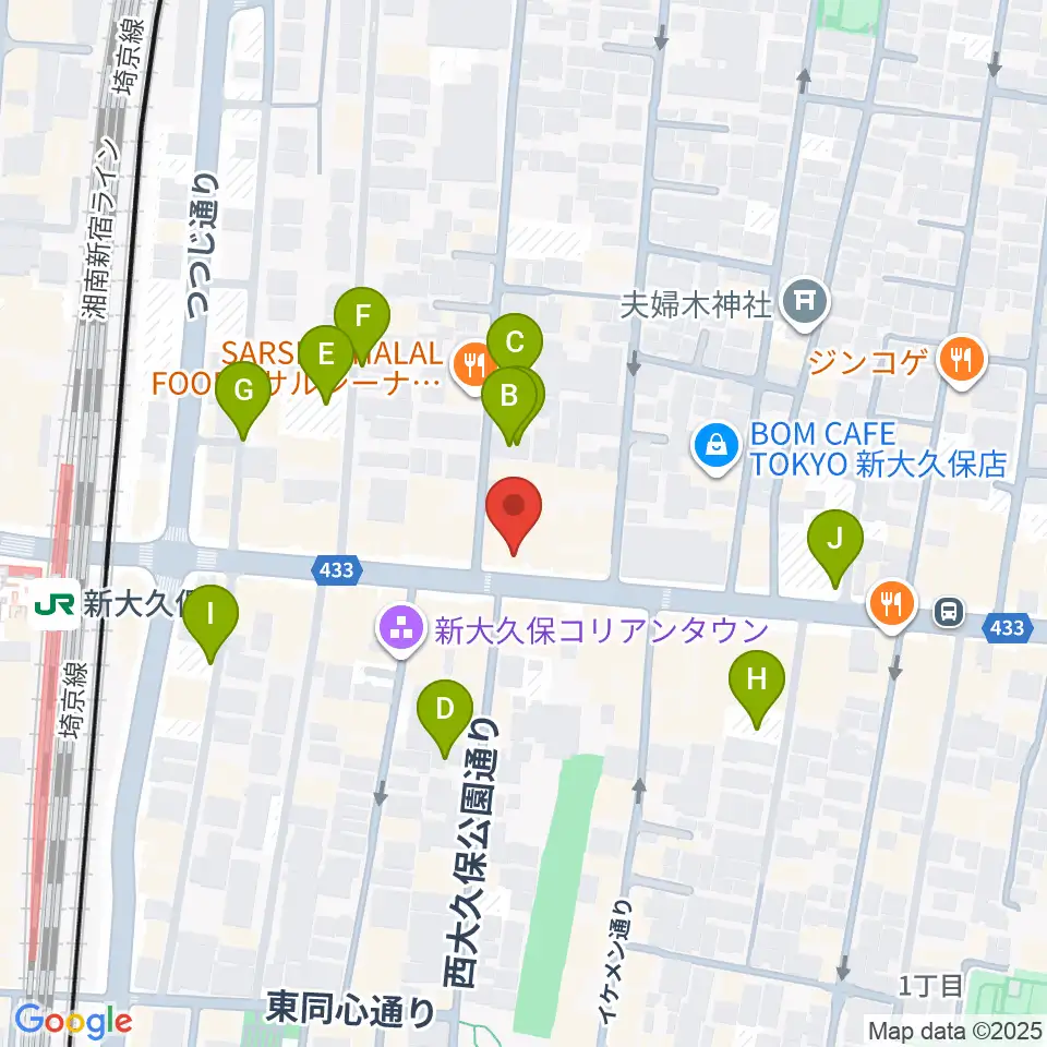 新大久保アースダム周辺の駐車場・コインパーキング一覧地図