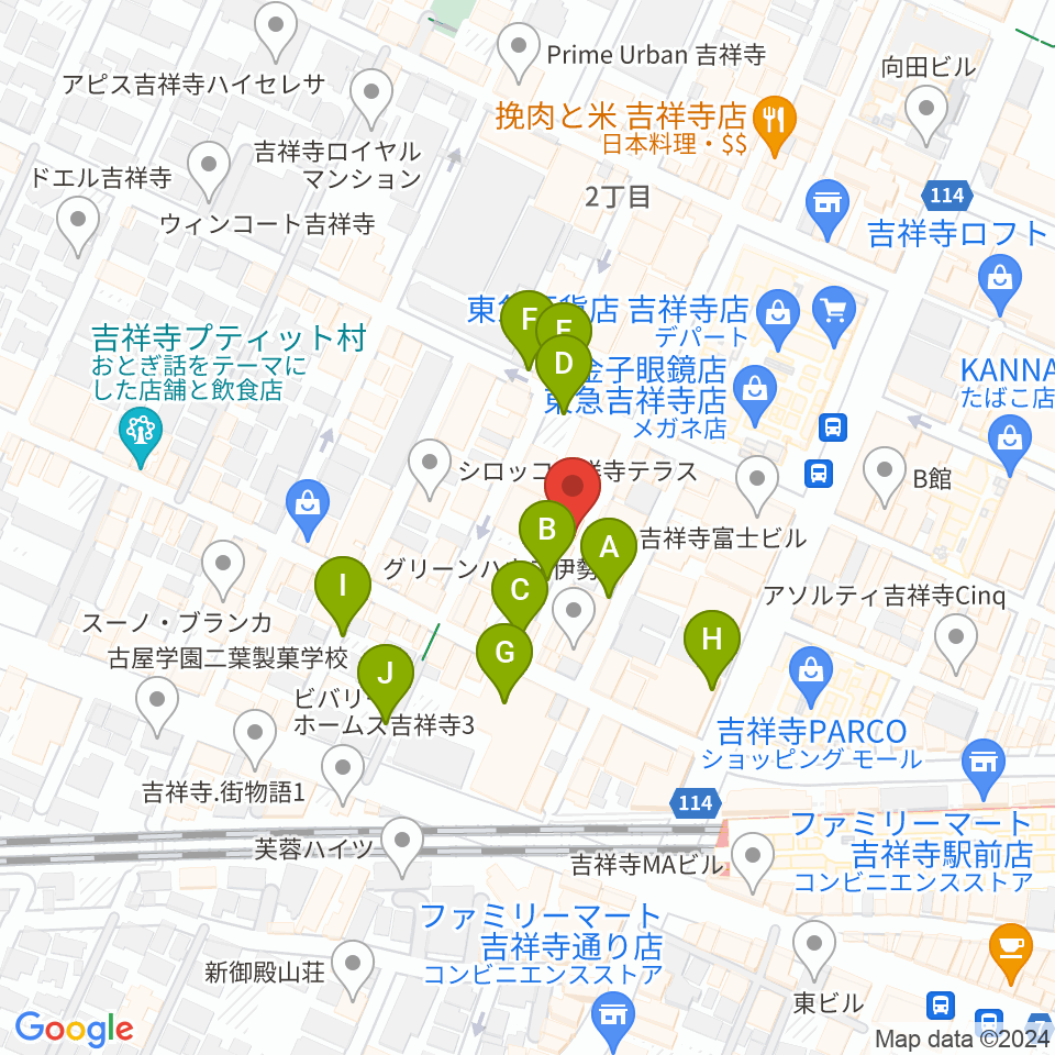 吉祥寺ストリングス周辺の駐車場・コインパーキング一覧地図