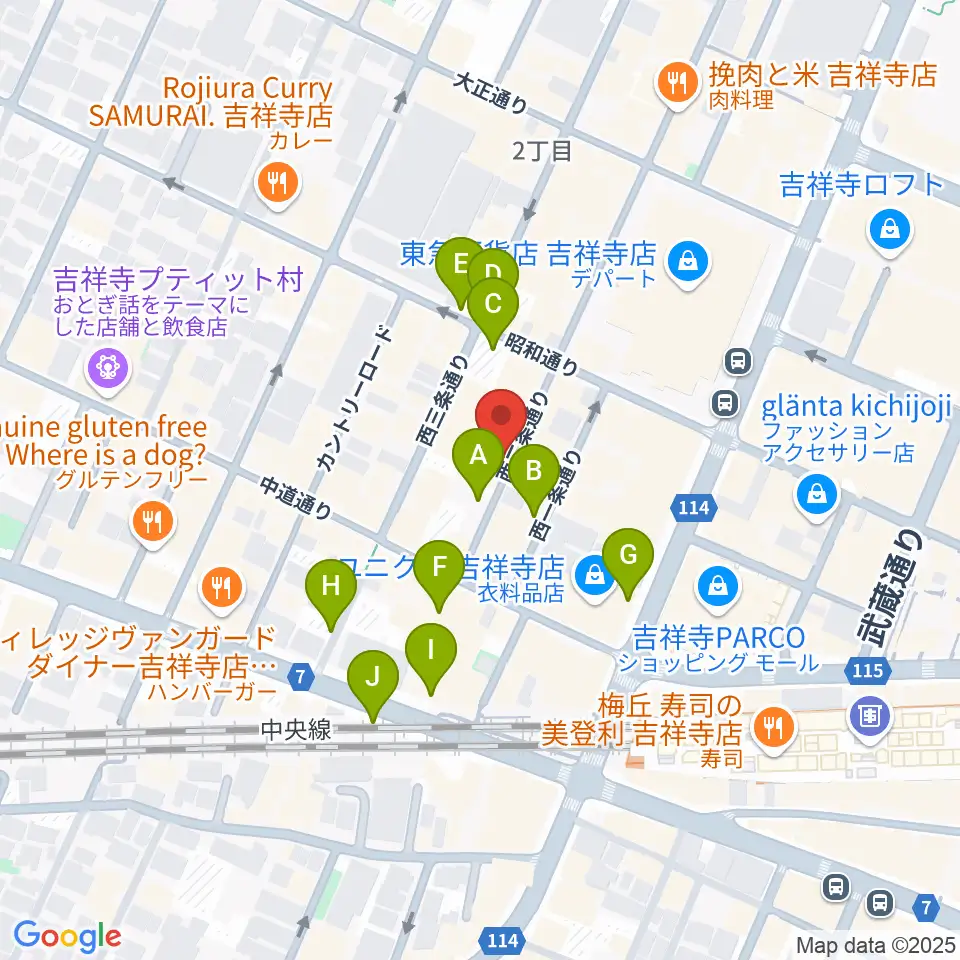吉祥寺ストリングス周辺の駐車場・コインパーキング一覧地図