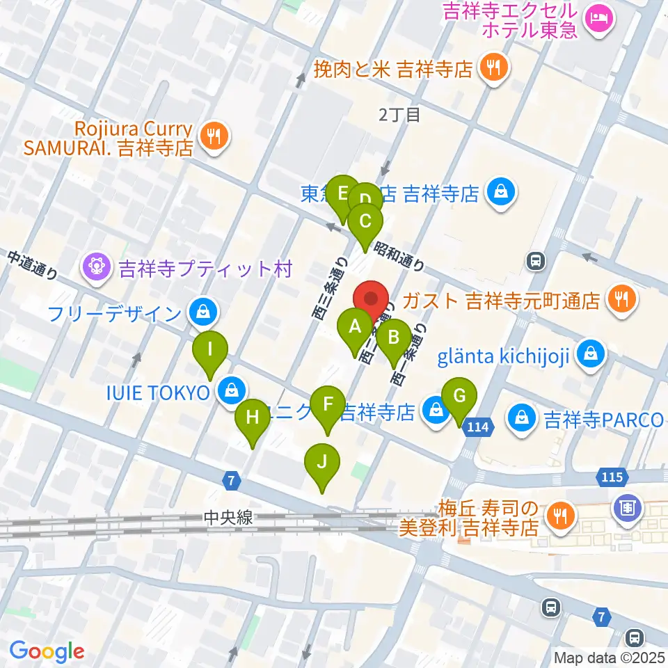 吉祥寺ストリングス周辺の駐車場・コインパーキング一覧地図