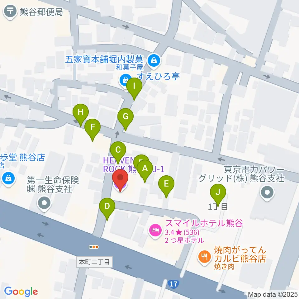 ヘブンズロック熊谷VJ-1周辺の駐車場・コインパーキング一覧地図
