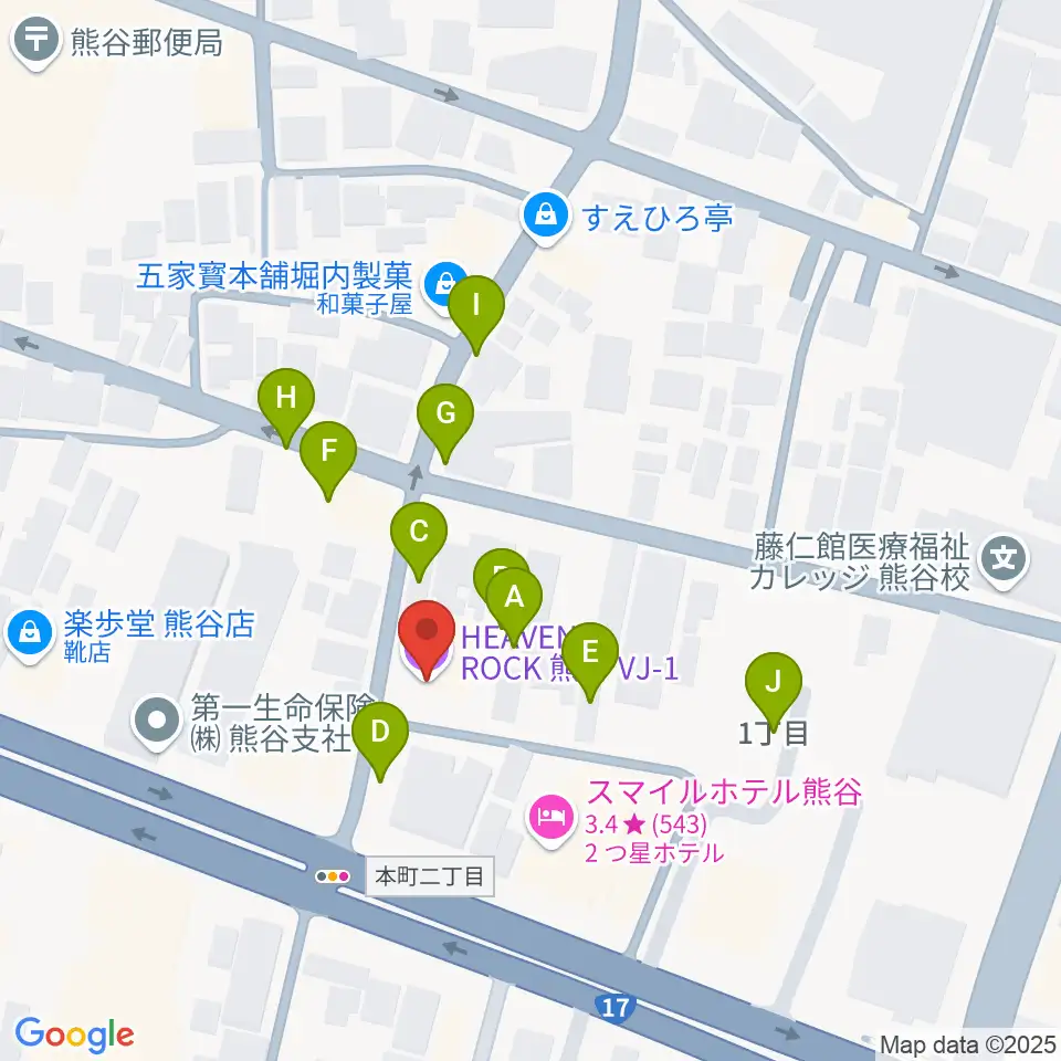 ヘブンズロック熊谷VJ-1周辺の駐車場・コインパーキング一覧地図