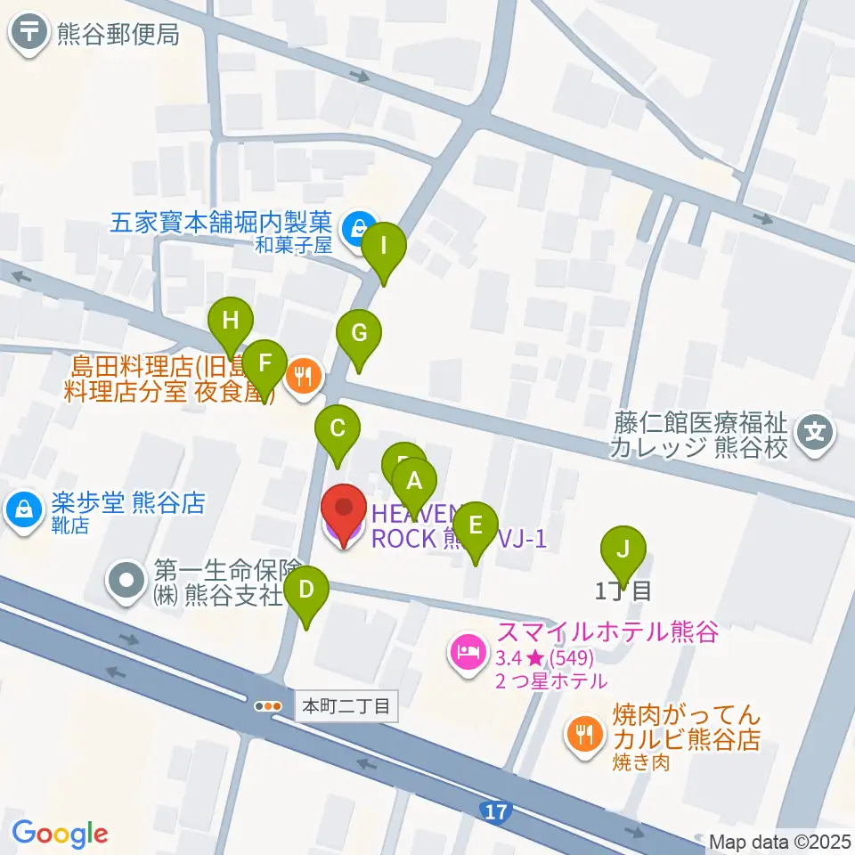ヘブンズロック熊谷VJ-1周辺の駐車場・コインパーキング一覧地図